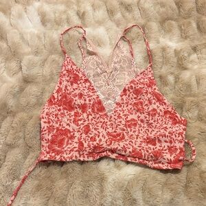 Free People Red Floral Lace Bralette